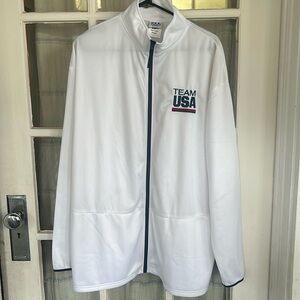 Team USA 🇺🇸 Track and Field warm-up jacket white zip-up